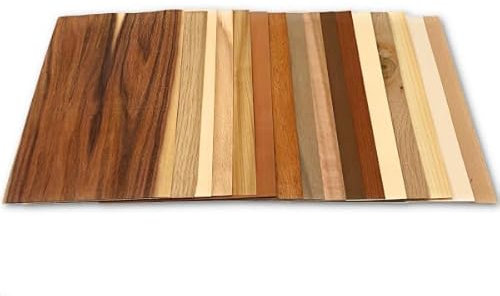 17 Blatt Echtholz Furnierblätter – Holzfurnier zum Basteln, Modellbau & Intarsien – Verschiedene Holzarten – Dünne Naturholzplatten – DIY Bastelset, Druckerpapier