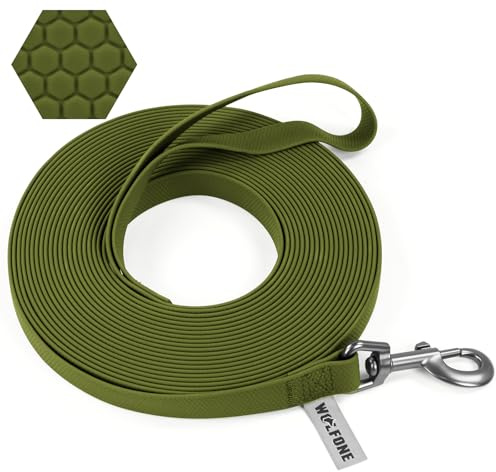 Wolfone Schleppleine für Hunde，wasserdichte Lange Rückruf Hundeleine mit Anti-Rutsch-Griff, Heavy Duty robuste Ausbildung Hundeleine für Outdoor-Aktivitäten Dunkelgrün 10m