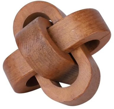 3-Link Wood Chain Link Decor,Hand Carved Wood Art Craft, Wood Knot Decor, for Home Décor(Coffee)
