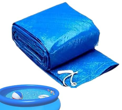 Bache Piscine Ronde 244 Cm, Bache Chauffante Piscine Ronde 183 Cm, Couverture pour Piscina Hors Sol avec Cordon, Toile Imperméable, Anti-Poussière, pour Piscina GonflableRonde, Bleue