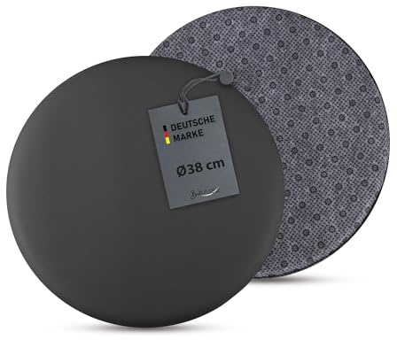 Bestlivings 2er Pack Stuhlkissen schwarz Ø38 cm Lederimitat mit Anti-Rutsch, Sitzauflage für Zuhause, Büro und Garten, ideal für Komfort und Stil