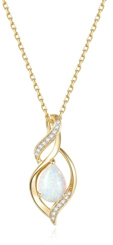 FANCIME Vergoldet 925 Sterling Silber Damen Kette mit Geburtsstein | Halskette Damen Gold Schmuck Doppel-Twist-Unendlichkeit Geburtsstein Tropfen-Anhänger Geschenk für Frauen Mädchen