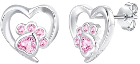 Josfeva Ohrstecker Silber 925 Mädchen, Kleine Kinder Ohrringe Mädchen | Klee/Herz/Blüten/Paw/Schwan Stecker, Schlafen Knorpel Stecker, Kinderohrringe Geschenke mit Geschenkbox, Hypoallergen