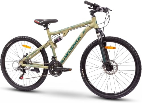 iWOBiKE Moro Mountainbike, 26 Zoll, 21-Gang, Aluminium, Vollfederung | Moro MTB Mountainbike 26 Zoll, 21-Gang Kettenschaltung, Aluminium Rahmen, Vollfederung, Fahrrad für Damen und Herren