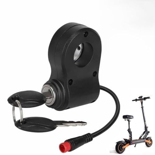 Serrure à clé pour scooter électrique KuKirin pour G2Pro et G2Max - Serrure de porte d'allumage rouge à 2 broches, boîtier ABS, 80 × 53,5 × 32,7 mm, noir