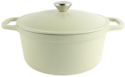 Commichef Leichter Gusseisen Bräter mit Deckel, 26 cm, 4,5 l | Grün, emailliert, zum Schmoren, Kochen und Brotbacken, induktionsgeeignet, ofenfest