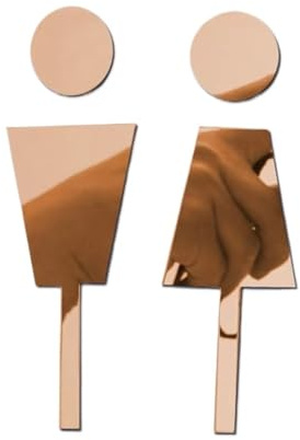 Lot de 3 autocollants muraux miroir 3D for toilettes, indicateur for magasin public, signalisation WC, décoration la maison Pour Hôtel Bureau(Rose Gold,8 in(20cm))