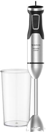 Taurus - Batidora de inmersión | 2300 W | 4 cuchillas de acero inoxidable | Variador de velocidad | Función Turbo | Diseño antisalpicaduras | Accesorio: vaso dosificador 1 L