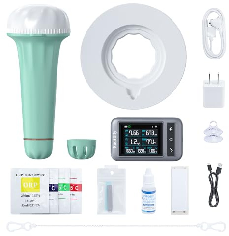 7-in-1 Pooltester mit App-Steuerung für pH, Chlor, TDS, EC, ORP, Salz, Temperatur
