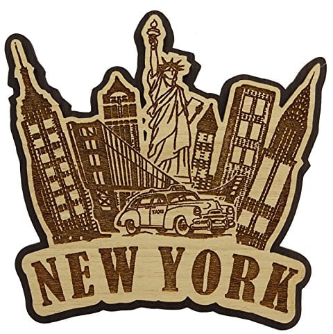 Printtoo Wood Engraved New York Fridge Magnet Souvenir Gift