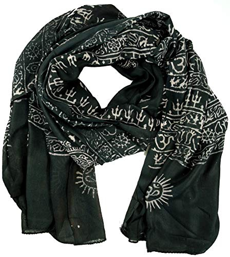 GURU SHOP Dünnes Baba Tuch, Benares Lunghi - Schwarz, Herren/Damen, Synthetisch