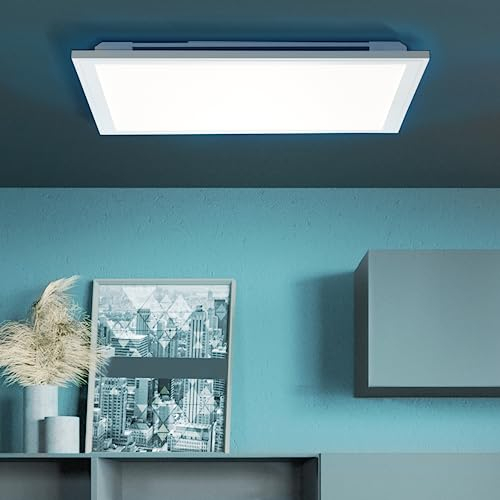 Lightbox LED Panel mit Nachtlicht & CCT & RGB - 40 x 40 cm - weißes Aufbaupaneel - stufenlos dimmbar per Fernbedienung - Lichtfarbe einstellbar (3000-6500 K) - max. 2400 lm - aus Metall/Kunststoff