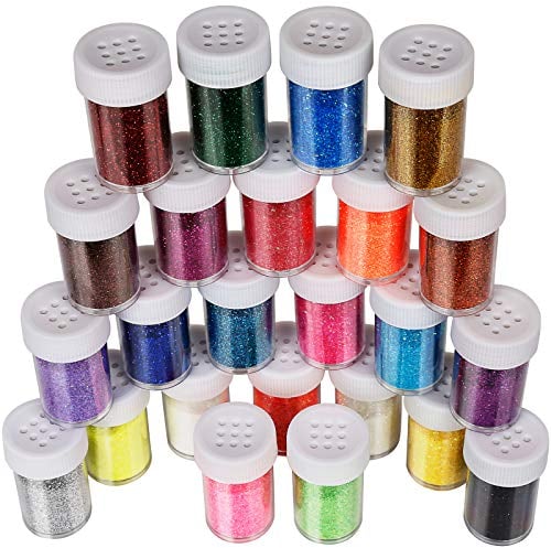 Fine Glitter Set 20g, 24pcs Nail Glitter Extra Fine Cosmetic Glitters for Face, Eye, Hair, Nail Art, Arm