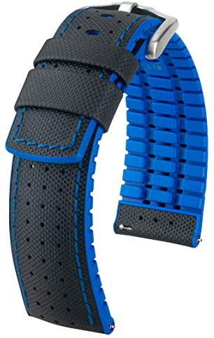HIRSCH Herren Performance Uhrenarmband Modell Robby 20 mm Schwarz/blau