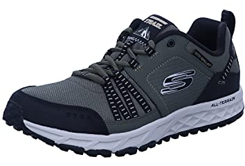 Skechers Herren Escape Plan Sneaker, Green Olive Leather Mesh Black Trim Olbk, 43 EU