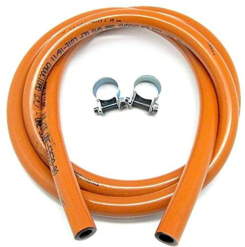 Tuyau flexible butane | Tuyau pour gaz propane butane | Comprend des pinces | Diamètre intérieur 9 mm | 1,5 mètres | Approuvé | Orange