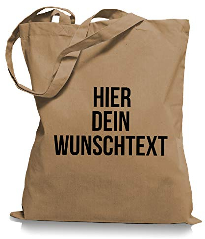Ma2ca Stoffbeutel Jutebeutel mit Wunschtext/Selber gestalten mit dem Amazon T-Shirt Designer/Beutel Druck/Designertool Tragetasche/Bag/Jutebeutel WM1-caramell