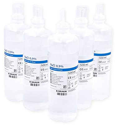 5 flacons de solution saline NaCl 0,9 % 500 ml chlorure de sodium