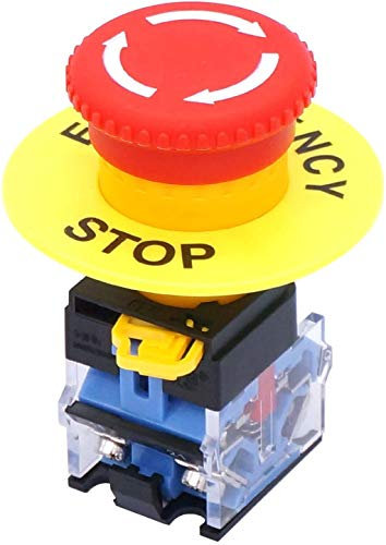 Taiss/22mm 2 NC Interrupteur à Bouton-poussoir D'arrêt D'urgence de Verrouillage de Champignon Rouge 10A 440V LA38A-02ZS