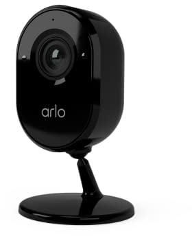 Arlo Essential Compact Indoor Plug-in Smart Security Camera, 1080p, 2-Way Audio, Animal & Pet Detection, Alerts, Built-in Siren, Night Vision, With Free Trial of Arlo Secure Plan, Black