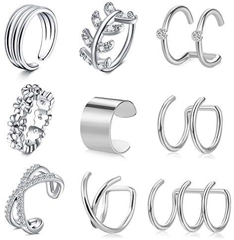 Crdifu Ohrklemme Fake Ohrrings Clips Ear Cuffs Edelstahl Fake Helix Piercing Silber Rosegold