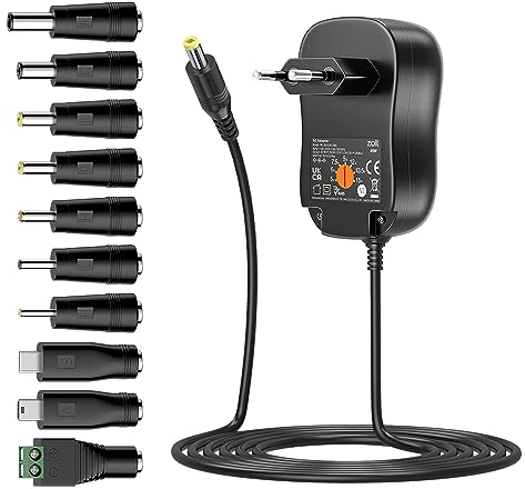 Zolt 45W Adaptador de Corriente Universal de CA a CC 5V 6V 7,5V 9V 12V 13,5V 15V 3A Fuente de alimentación, Adaptador multivoltaje con Puerto USB de 5V 2A