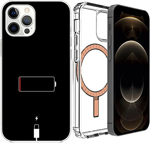 Mixroom - Cover Custodia Per iPhone 11 Pro Con Cerchio Magnetico Compatibile con l’Alimentatore MagSafe Fantasia BATTERIA SCARICA 681