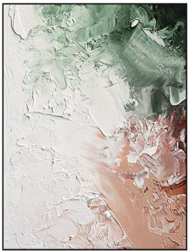 MWMG Acrylbilder Auf Leinwand Handgemalt,Grüner Pastell Textur Graffiti Abstrakter Expressionismus Moderne Kunstwerke Gemälde Handgemalte Ölgemälde Auf Leinwand Wandkunst Für Wohnzimmer Schlafzimmer