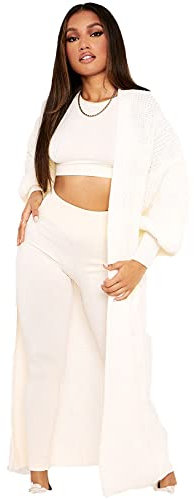 Crazy Girls Womens Balloon Sleeve Cardigan, Cream, ML (UK 12-14)