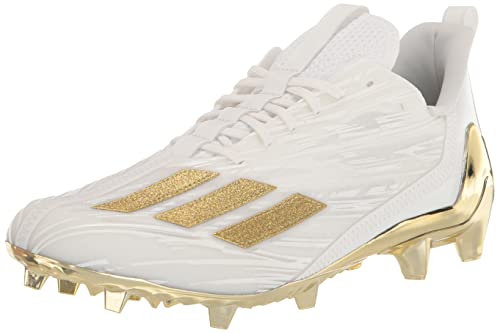 adidas Men's Adizero Football Shoe, White/Gold Metallic/White, 13