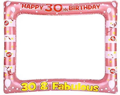 30th Birthday Photo Booth Props,Rose Gold Inflatable Selfie Frame Picture Frame,Giant Inflatable Party Photo Booth Frame 30th Birthday Decorations for Girls Party Decor Supplies Womens Favor Gift