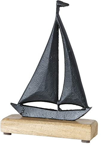 Boot Abigail schwarz Natur aus Metall H23cm Schiff maritim Deko Küste Strandhaus