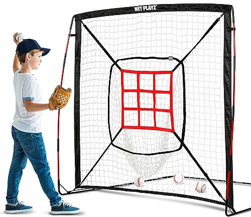 NET PLAYZ Baseball- und Softball-Übungsnetz, ähnlich wie Bogenrahmen, ideal für alle Fähigkeitsstufen, leicht, tragbar, Schwarz (NOC050402026)
