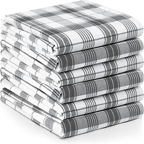 Utopia Towels Geschirrtücher, kariert, 38,1 x 63,3 cm, 100% ringgesponnene Baumwolle, super saugfähiges Leinen, Küchentücher, weiche, Wiederverwendbare Reinigungsstange und Geschirrtücher, Set (6
