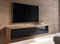 DecoInParis Meuble TV chêne Vieilli et Noir laqué avec LED 2 Portes Malorie- 180 cm