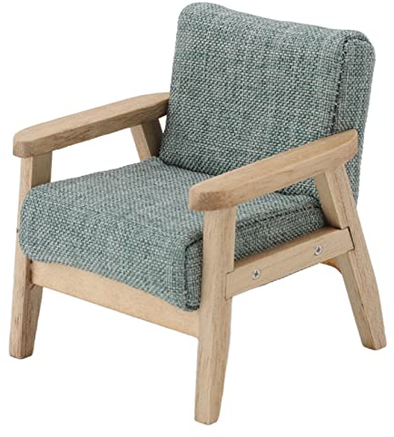 plplaaoo Puppenhauscouch, Puppenhaus Sofa im Maßstab 1:12, Puppenhaus Möbel Miniatursofa, Miniatur-Sesselsofa im Stil im für Puppenhaus-Wohnzimmer-Dekoration(Grau Grün)