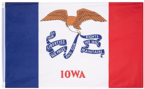 MUWO Flagge America Edition 90 x 150 cm, doppelseitige Gartenflagge, wetterfeste Fanflagge, Fußballflagge Polyester der 50 Vereinigten Staaten, USA-Bundesstaaten mit Ösen (Iowa)
