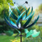 LimeHill Windspiel für Hof und Garten – große Metall-Windspiele für Outdoor-Dekorationen (blauer Lotus, 61 x 213 cm))