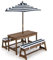COSTWAY Kids Picnic Table, Children Wood Table and Bench Set with Cushions, Adjustable Umbrella, Garden Furniture Parasol for Girls Boys (Blue)