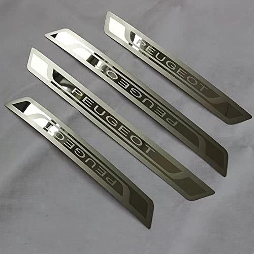 AVIGIS para Peugeot 308 208 508 207 3008 2008 307 Embellecedor de Pasos de Puerta de Acero Inoxidable Accesorios para automóviles 4 Piezas
