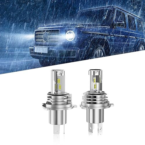 YONGMING H4 LED Headlight Bulbs, 52W 6000LM Vehicle Replacement Headlight Bulb H4 LED Headlights Mini Size Conversion Kit Super Bright 6000K White Light Wireless Plug and Play Pack of 2