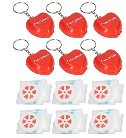 6 Stück CPR-Gesichtsschutz mit Einwegventil, Tragbarer, Hygienischer Taschen-Gesichtsschutz mit Schlüsselanhänger, Taschen-Gesichtsschutz Herz-Lungen-Wiederbelebung