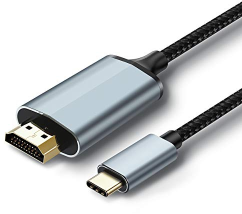 lulaven Cavo USB C to HDMI 1M, tipo C to HDMI Adapter 4K Thunderbolt 3 to HDTV Cable Compatible with MacBook Pro, MacBook Air,Ipad Pro,Samsung S20/Note10/S10,HuaWei Mate 30/20/P30/20 (Grey)