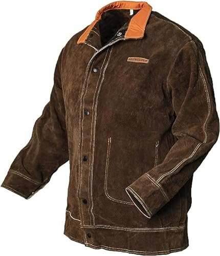 YESWELDER Chaqueta de Soldador de Cuero Chaquetas de Soldador para Hombres y Mujeres Resistente al Calor y a las Llamas Chaqueta de Soldador