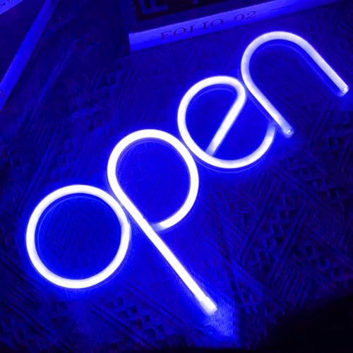 Open Neon Sign - OPEN Neon Sign Mots Enseignes,Néon LED Lettres décoratives LED alimentées par USB pour Salle de Magasin Club Garage Deco Enfants Chambre Cadeau Décoration Bar de Fête, Niveau(bleu)