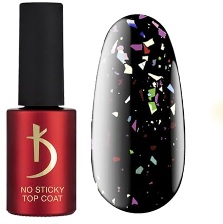 K Professional - Top Coat Gel UV - No Wipe Top Coat - Konfetti Flocken -7ml- Überlack Nägel - Nagellack - Gel Nägel - UV LED - Glow Flakes Finish Gel Polish