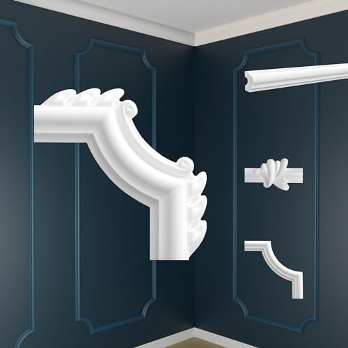 MARBET DESIGN Wandvertäfelung Styropor weiß - Segmentierte Wanddekoration EPS Stuck Dekor Kunststoff - Wandprofil Wandkassetten Flachleiste Zierleiste Raumdekoration (NE-19-02D 160x160 mm, 4 Stück)