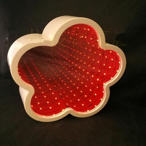 SHANJIA 3D-Spiegel-Nachtlicht, Unendlichkeitsspiegel-Tunnel, LED-Nachtlicht, Weihnachtslicht, Spiegel-Tunnel, 3D für die Dekoration von Weihnachtsfeiern (Blumen)