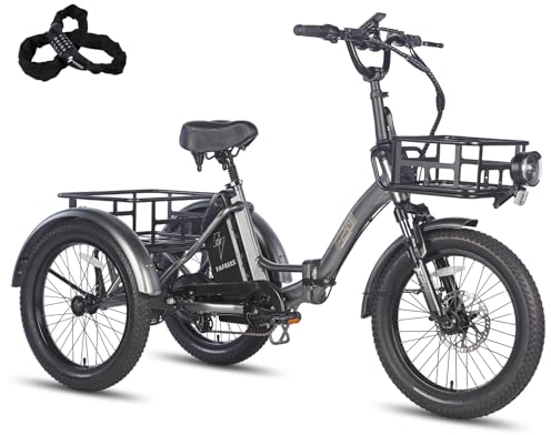 Fafrees F20 Mate e-Bike Dreirad klapprad 20 * 3.0 Zoll, Elektro Dreirad Lasten 48V 18.2Ah Akku, e Bike 3 Rad für Erwachsene 65N.m, Reichweite bis zu 55-110Km, Belastung 180KG