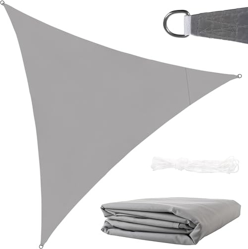 Sonnensegel Dreieckig 3x3x3 m für zuverlässigen Sonnenschutz Wasserdicht inkl. Befestigung Garten Strand Camping 23146, Farbe:Grau